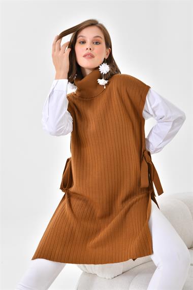 FTZ Women Kadın Gömlek Kol Tunik  Taba 21-6059