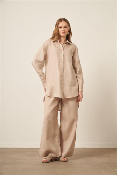 FTZ Women Kadın Ham Keten Takım  Beige 31111