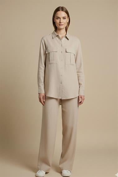 FTZ Women Kadın Ham Keten Takım  Beige 31100