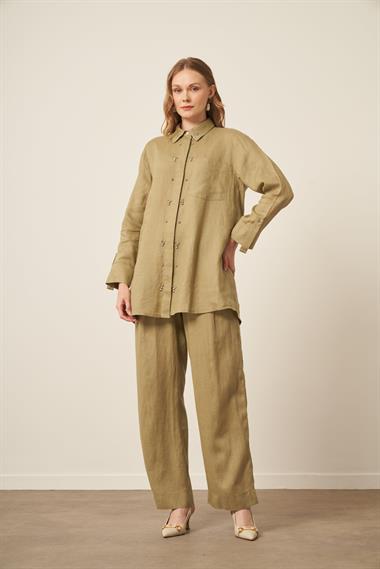 FTZ Women Kadın Ham Keten Takım  Çağla 31115