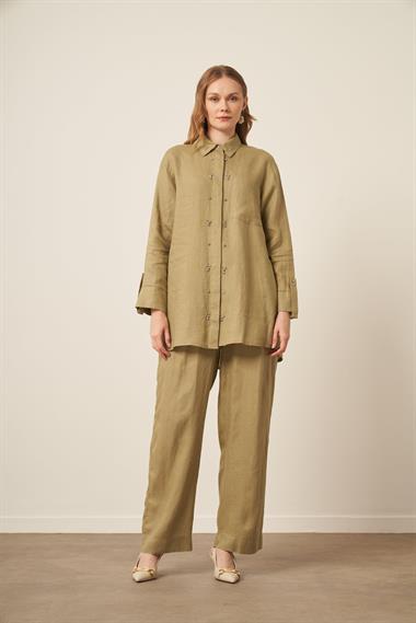 FTZ Women Kadın Ham Keten Takım  Çağla 31115