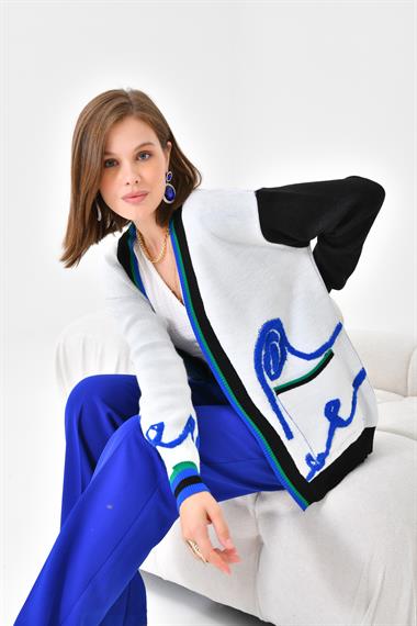 FTZ Women Kadın Havlu Detaylı Hırka  Ekru 20400