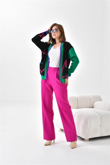 FTZ Women Kadın Havlu Detaylı Hırka  Siyah 20400