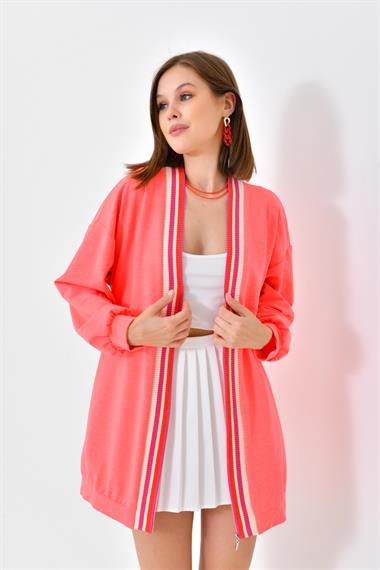 FTZ Women Kadın İki İp Hırka  N.Fuşya 30479