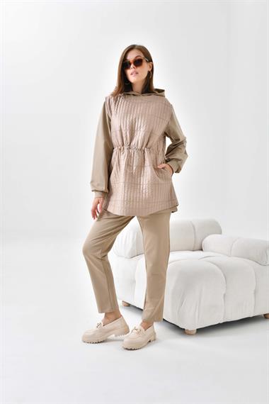 FTZ Women Kadın İki İp Kapitoneli Takım  Beige 30621