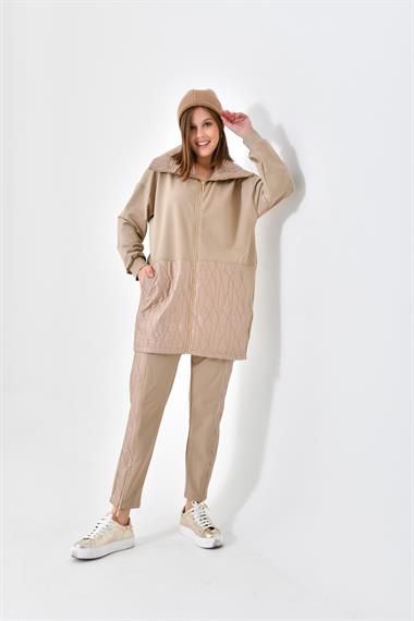 FTZ Women Kadın İki İp Kapitoneli Takım  Beige 30614