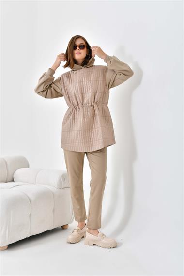 FTZ Women Kadın İki İp Kapitoneli Takım  Beige 30621