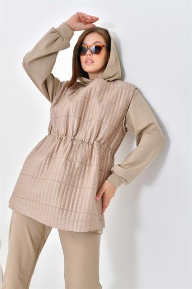 FTZ Women Kadın İki İp Kapitoneli Takım  Beige 30621