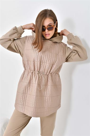 FTZ Women Kadın İki İp Kapitoneli Takım  Beige 30621