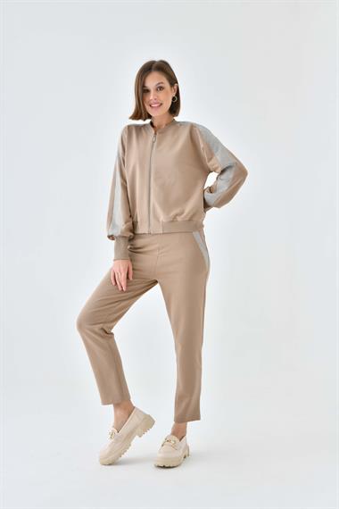 FTZ Women Kadın İki İp Omuzu Taşlı Takım  Beige 30638