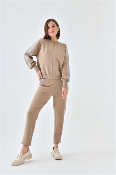 FTZ Women Kadın İki İp Omuzu Taşlı Takım  Beige 30638
