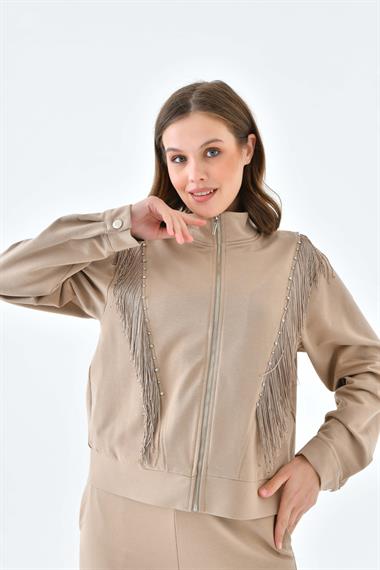 FTZ Women Kadın İki İp Püsküllü Takım  Beige 30637