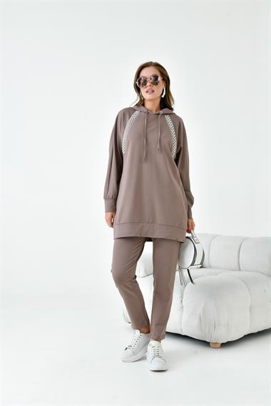 FTZ Women Kadın İki İp Taş Detay Takım  Vizon 30953