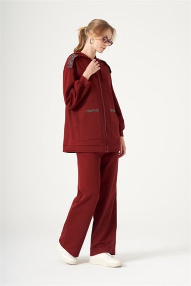 FTZ Women Kadın İki İp Taş Detay Takım  Vişne 31502