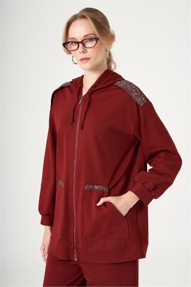 FTZ Women Kadın İki İp Taş Detay Takım  Vişne 31502