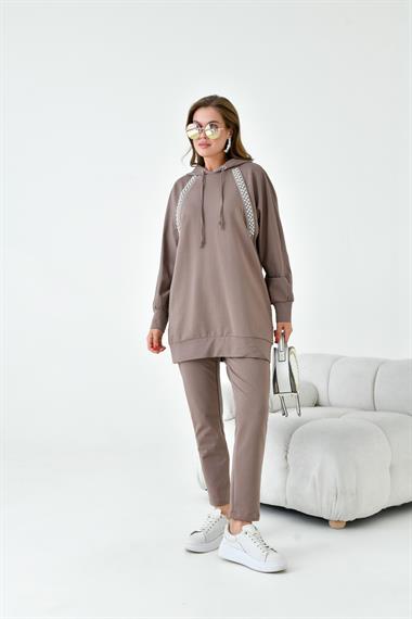 FTZ Women Kadın İki İp Taş Detay Takım  Vizon 30953