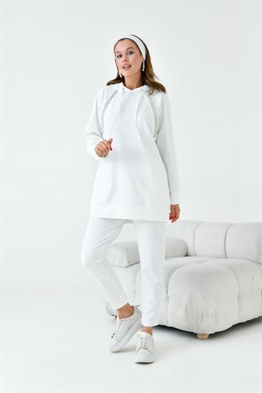 FTZ Women Kadın İki İp Taş Detay Takım  Ekru 30953