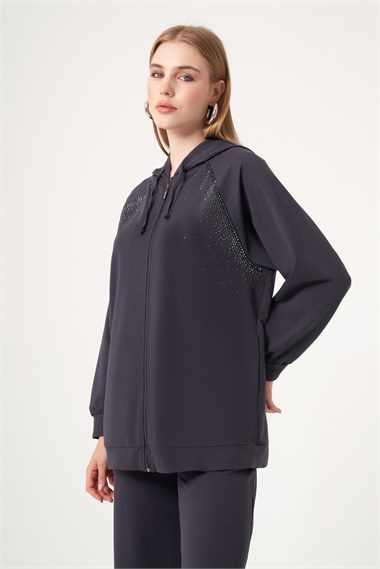 FTZ Women Kadın İki İp Taş Detay Takım  Füme 31501