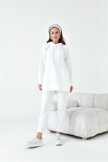 FTZ Women Kadın İki İp Taş Detay Takım  Ekru 30953