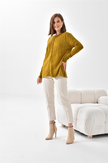 FTZ Women Kadın İnci Detaylı Hırka  Oriw 20048