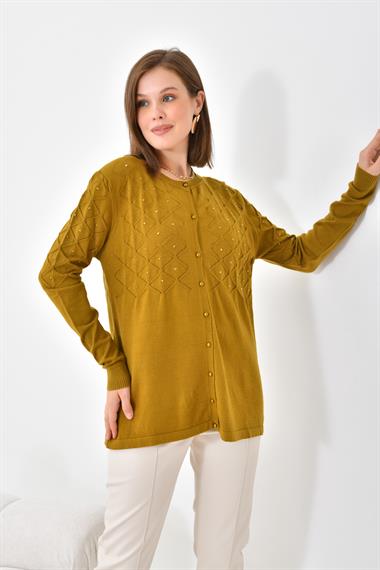 FTZ Women Kadın İnci Detaylı Hırka  Oriw 20048