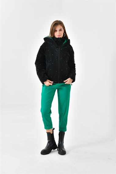 FTZ Women Kadın İnci Detaylı Mont  Siyah RBN4047