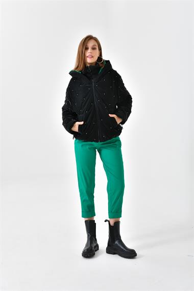 FTZ Women Kadın İnci Detaylı Mont  Siyah RBN4047