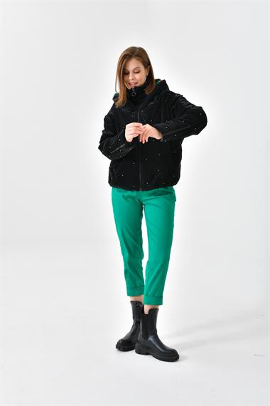 FTZ Women Kadın İnci Detaylı Mont  Siyah RBN4047