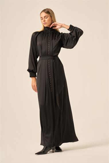 FTZ Women Kadın İpek Saten Elbise  Siyah 31208