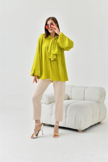 FTZ Women Kadın İpek Saten Gömlek  Asit 30810