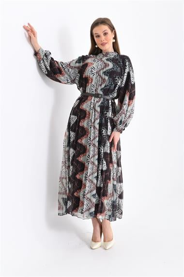 FTZ Women Kadın İpek Şifon Elbise  Kahve 30451