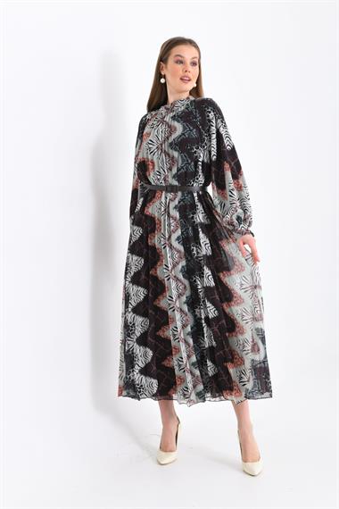 FTZ Women Kadın İpek Şifon Elbise  Kahve 30451