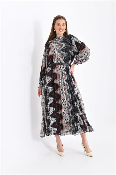 FTZ Women Kadın İpek Şifon Elbise  Kahve 30451