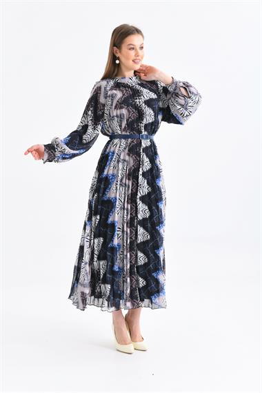 FTZ Women Kadın İpek Şifon Elbise  Mavi 30451