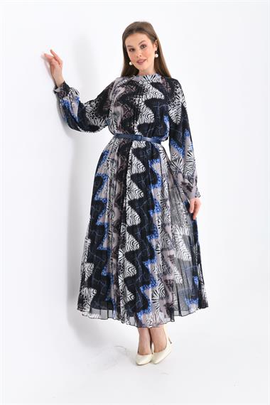 FTZ Women Kadın İpek Şifon Elbise  Mavi 30451