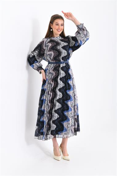 FTZ Women Kadın İpek Şifon Elbise  Mavi 30451