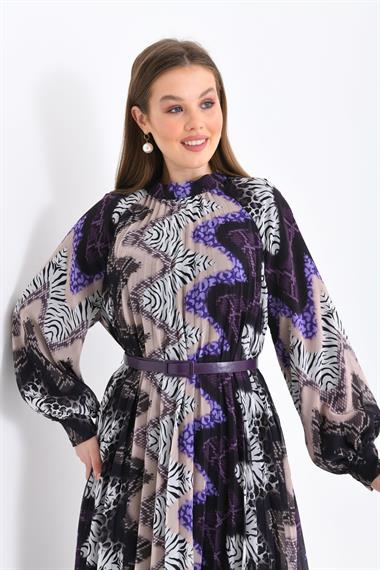 FTZ Women Kadın İpek Şifon Elbise  Mor 30451