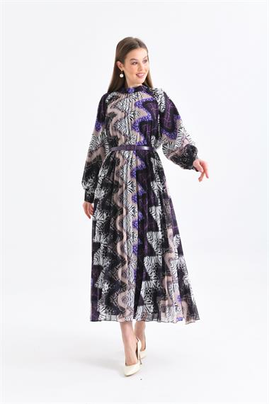 FTZ Women Kadın İpek Şifon Elbise  Mor 30451