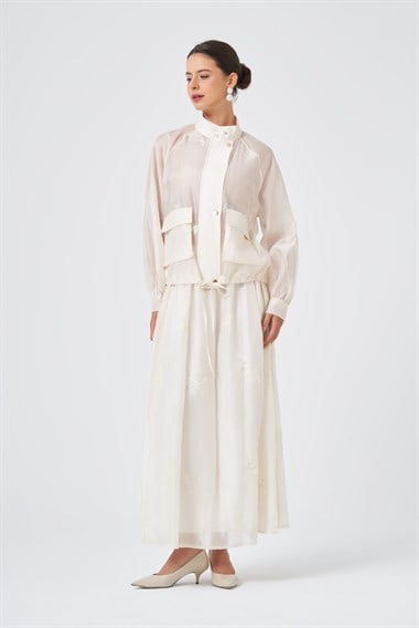 FTZ Women Kadın İşlemeli Liocel Takım  Beige 31393