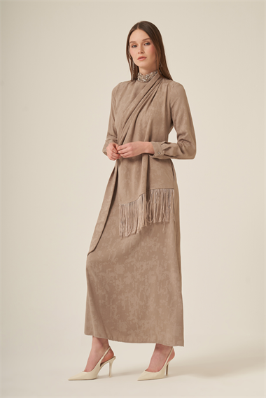 FTZ Women Kadın Jakar Elbise  Beige 31329