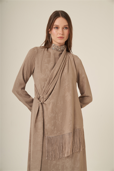 FTZ Women Kadın Jakar Elbise  Beige 31329
