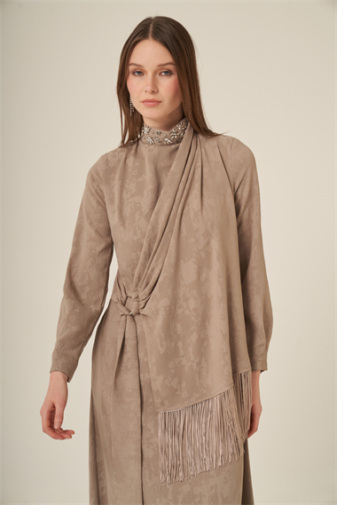 FTZ Women Kadın Jakar Elbise  Beige 31329