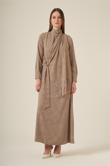 FTZ Women Kadın Jakar Elbise  Beige 31329