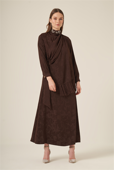 FTZ Women Kadın Jakar Elbise  Kahve 31329