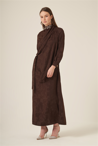 FTZ Women Kadın Jakar Elbise  Kahve 31329