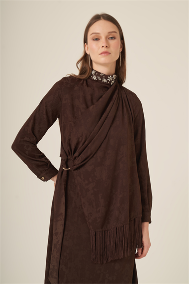 FTZ Women Kadın Jakar Elbise  Kahve 31329