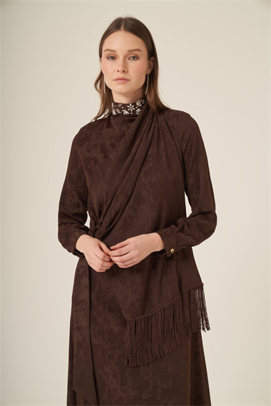 FTZ Women Kadın Jakar Elbise  Kahve 31329