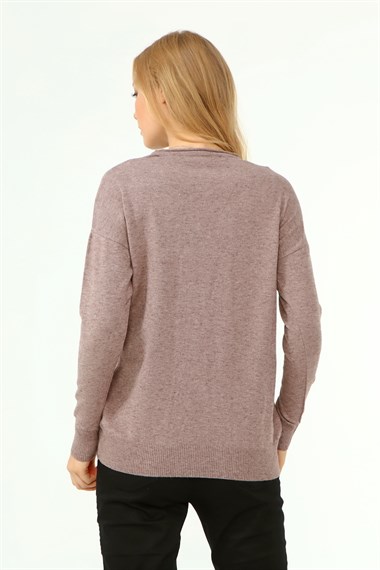 FTZ Women Kadın Kalp Detay Kazak  Beige 21-1324