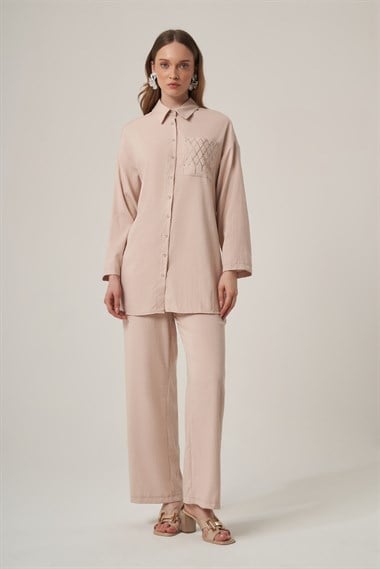 FTZ Women Kadın Kapella Taşlı Takım  Beige 31417