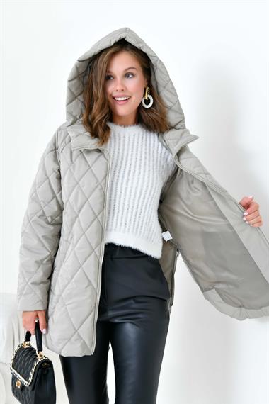 FTZ Women Kadın Kapitone Kaban  Gri 30966